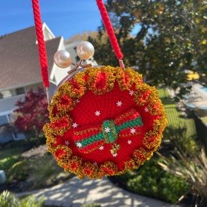 Handmade Crochet Bag / Metal Frame Purse / Newly made/ Christmas Color
